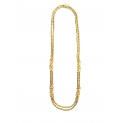14Kt Yellow Gold Two Row Fancy Link with Satin Stations Necklace (31.00gr)